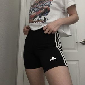 ADIDAS STRIPED SPANDEX SHORTS